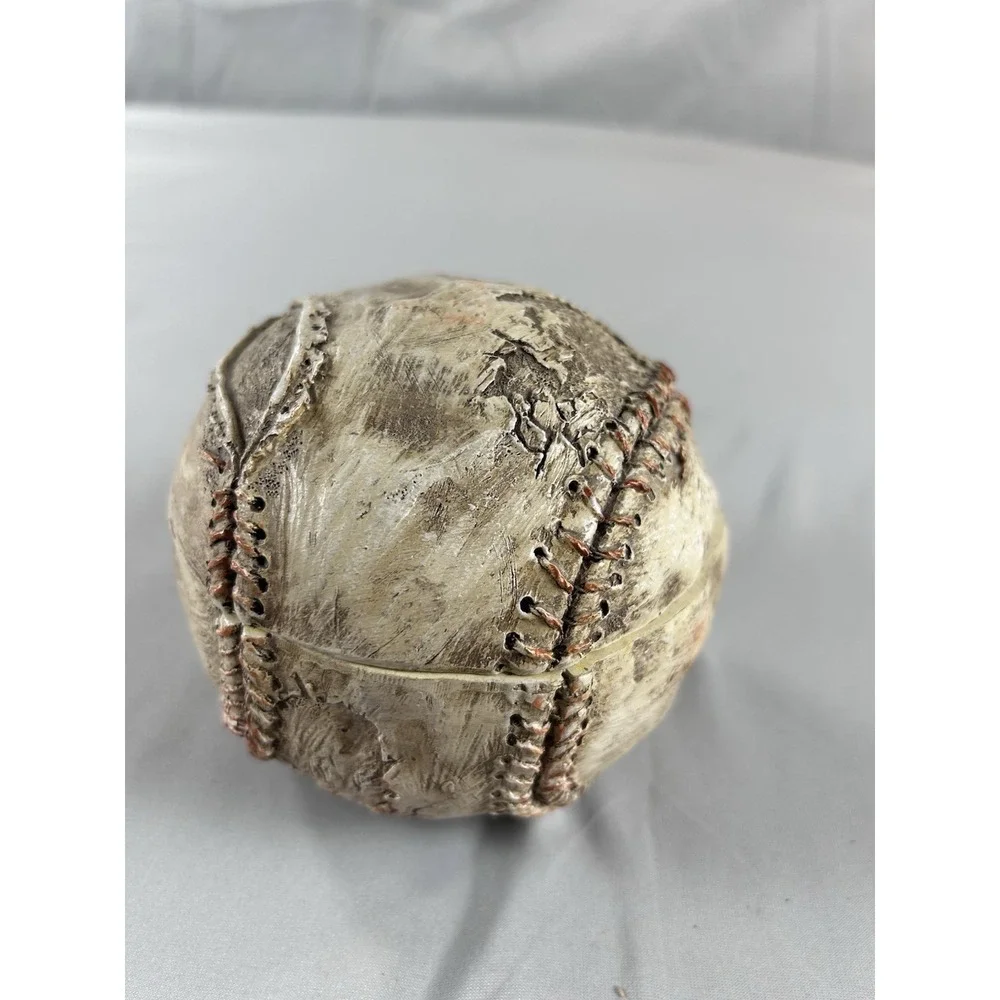 Vintage Style‎ Baseball Trinket Box Resin Hinged Distressed Decor 4
